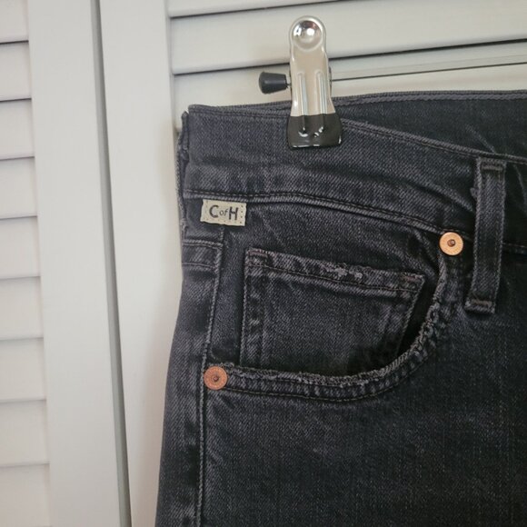 COH Emerson Relaxed Slim Boyfriend Crop Chewed Hem Jean in Dark Gray - Picture 3 of 12